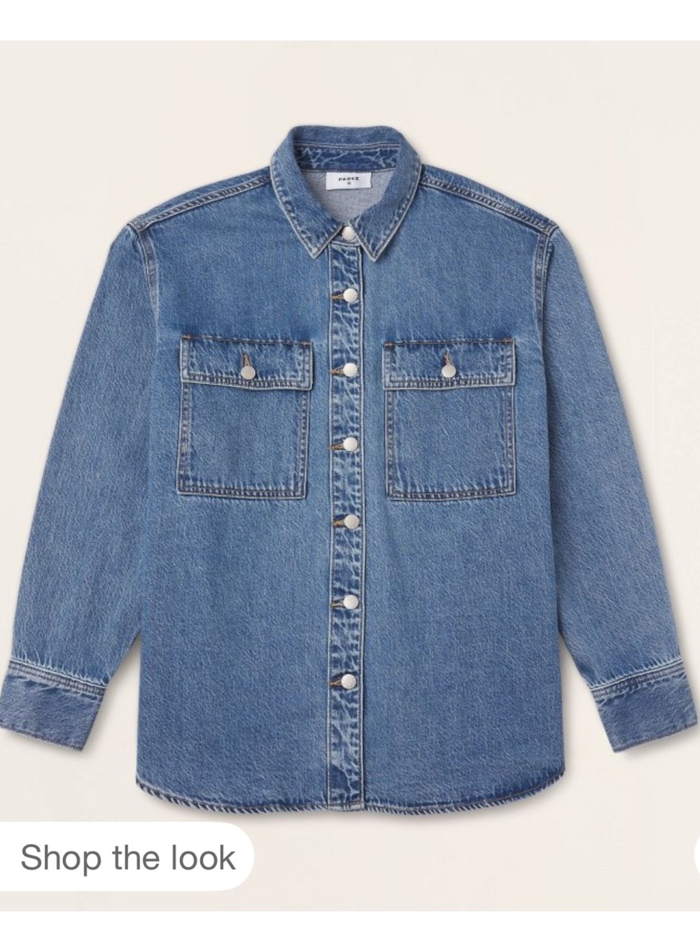 Women's Long Sleeve Denim Shacket - Parke x Target Medium Wash S - Picture 2 of 4